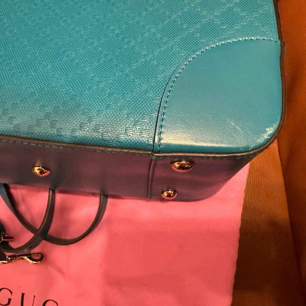 Gucci Bright Diamanté Satchel Bag in Teal Blue - Picture 7 of 12